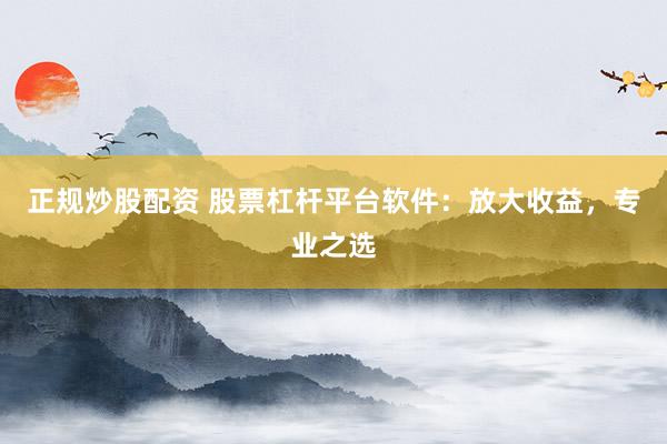 正规炒股配资 股票杠杆平台软件:放大收益,专业之选