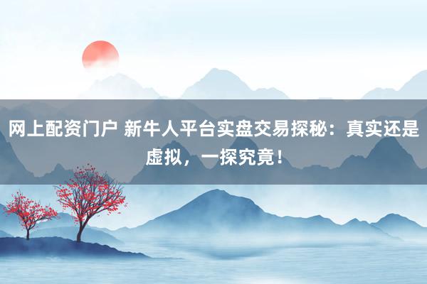 网上配资门户 新牛人平台实盘交易探秘：真实还是虚拟，一探究竟！