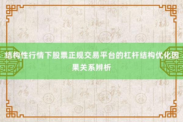 结构性行情下股票正规交易平台的杠杆结构优化因果关系辨析