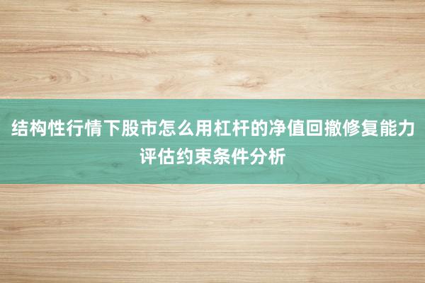 结构性行情下股市怎么用杠杆的净值回撤修复能力评估约束条件分析