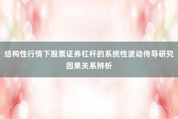 结构性行情下股票证券杠杆的系统性波动传导研究因果关系辨析