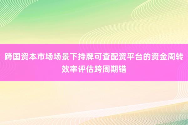 跨国资本市场场景下持牌可查配资平台的资金周转效率评估跨周期错