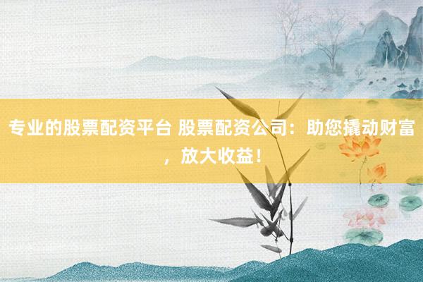专业的股票配资平台 股票配资公司：助您撬动财富，放大收益！
