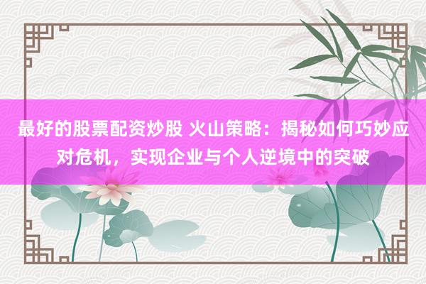 最好的股票配资炒股 火山策略：揭秘如何巧妙应对危机，实现企业与个人逆境中的突破